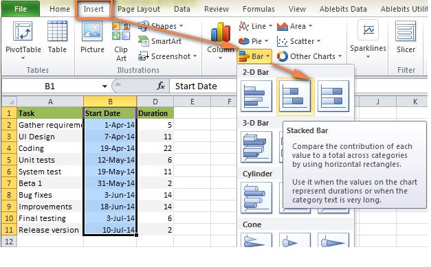 Gantt Chart Excel Template Step 1