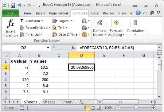 Forecasting in Excel Step 5